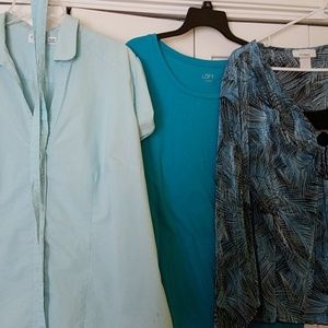 Women's PLUS Size XL 1X 18 20 BLUE Shirt Bundle